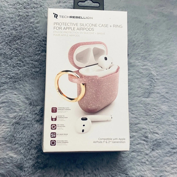 Tech Rebellion Apple Airpods Silicone Protective Case & Ring - Picture 4 of 6